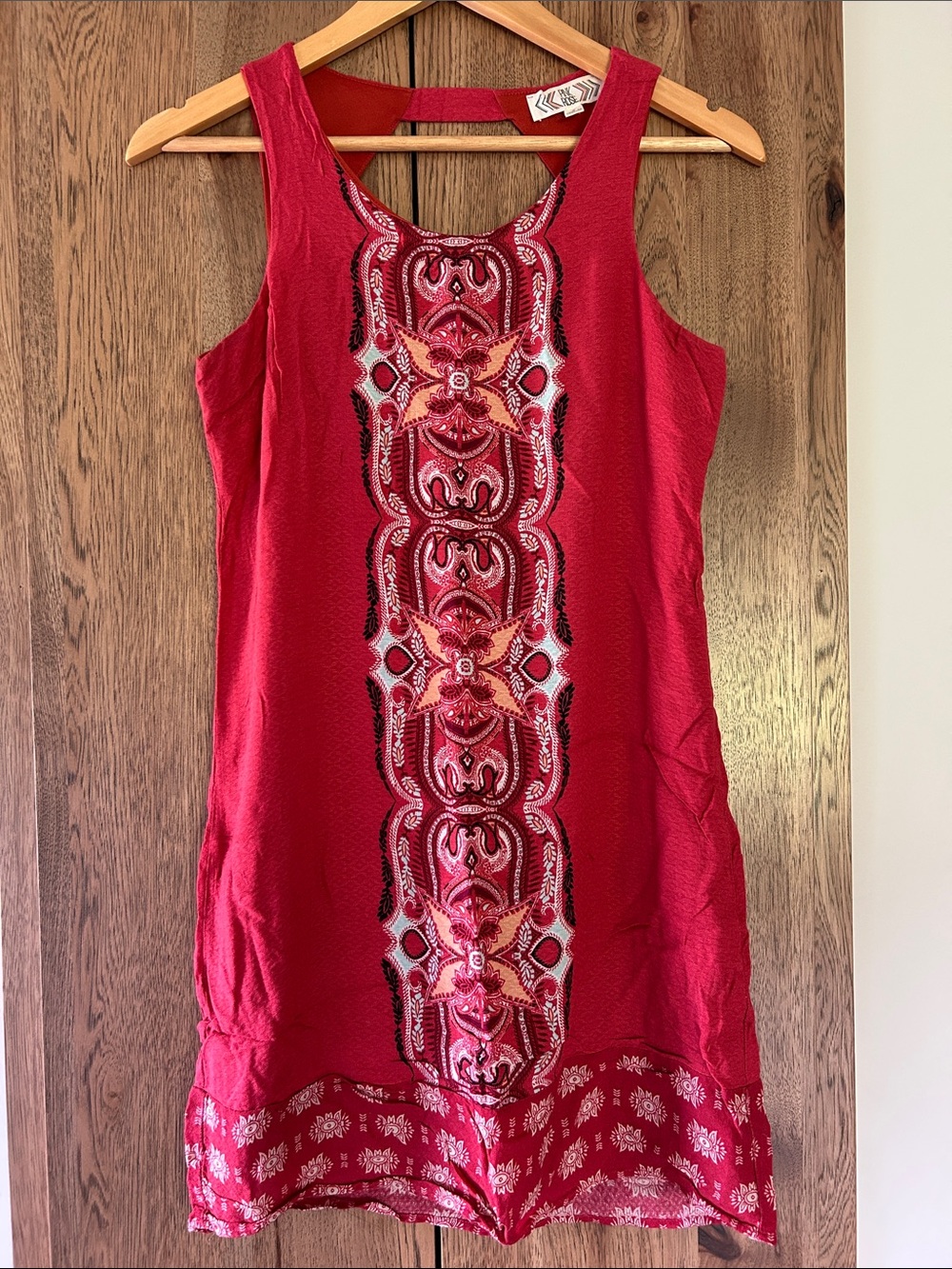 Pink Rose Red Embroidered Mini Dress